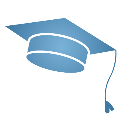 A graphic of a square graduation cap
